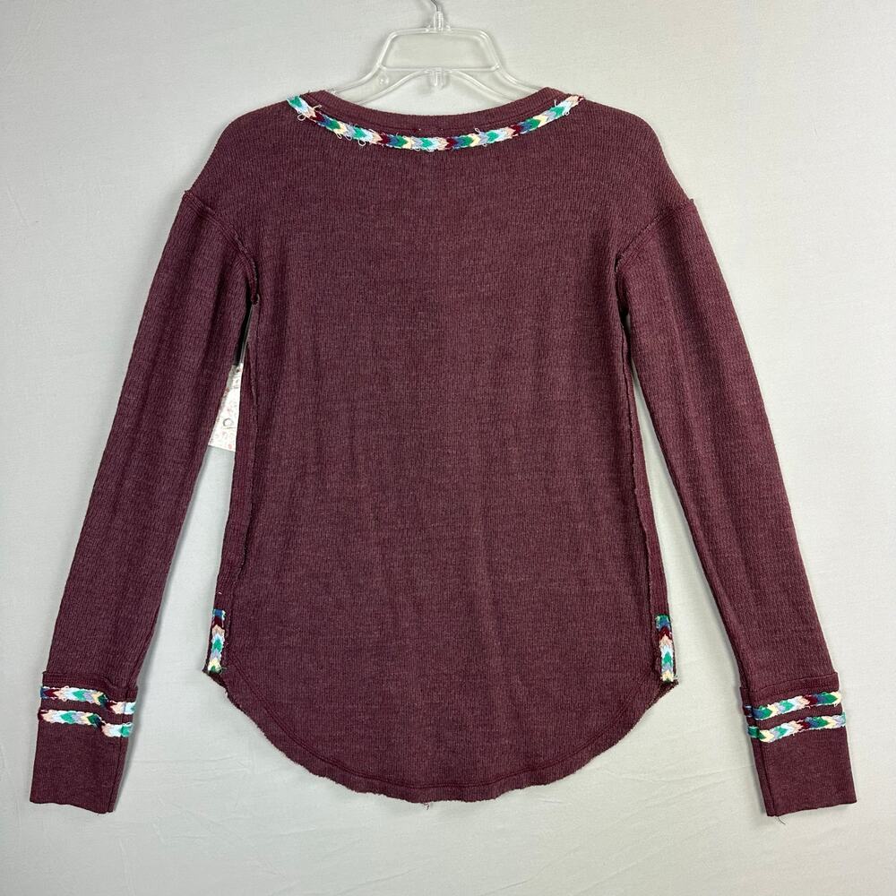 Free People We The Free Embroidered Thermal Henley Round Neck Women's XS  NWT - Picture 8 of 8
